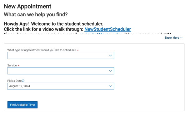 How to schedule an appointment on navigate